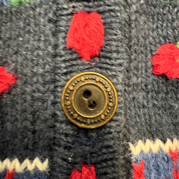 Vintage Erika Fair Isle Floral Knit Vest Button Front V-Neck Women's M - Picture 4 of 9